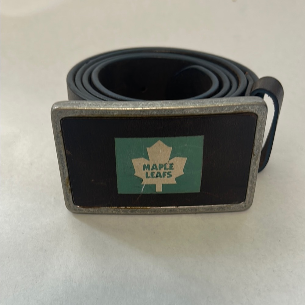 Maple Leafs Brown Leather Belt - size 36